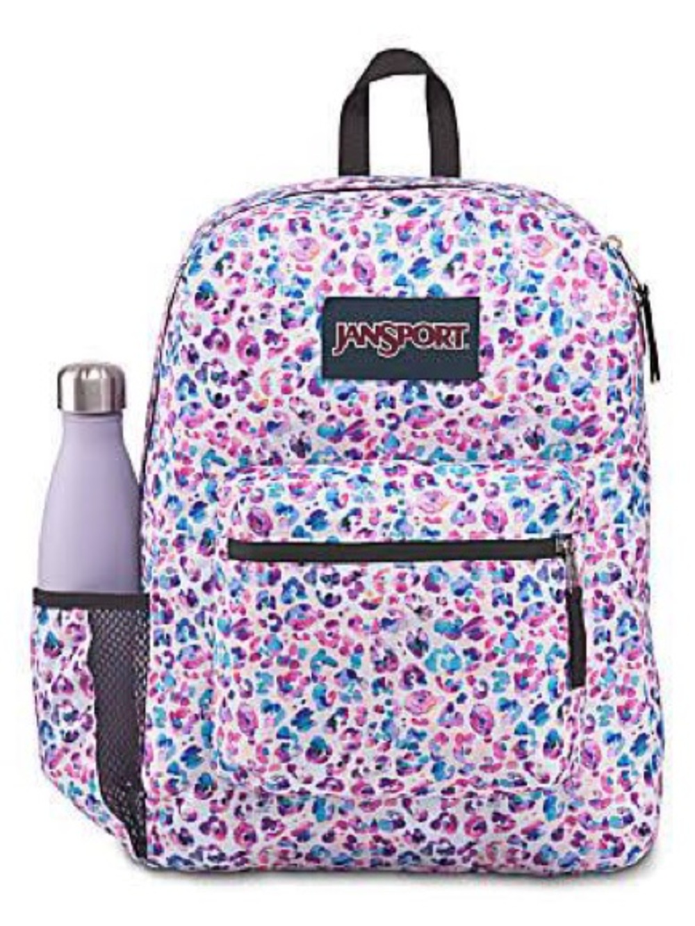 Jansport Cross Town Backpack  Floral Leopard Dots - Purple, Pink, Blue